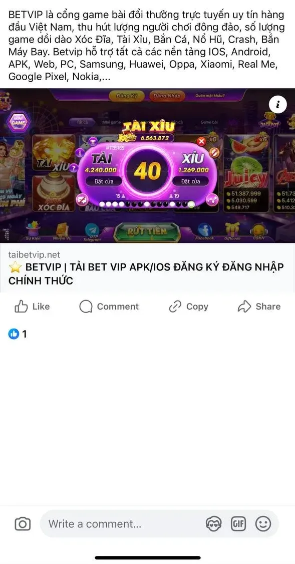 betvip fanpage bài viết